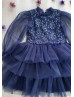 Long Sleeve Lace Tulle Flower Girl Dress